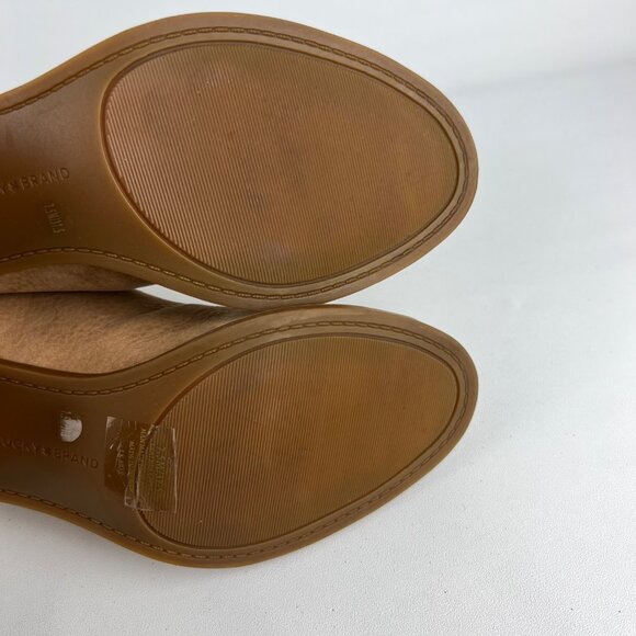 Lucky Brand Womens Bray Peep Toe Bootie Tan Leather Block Heel size 7.5 - Picture 12 of 15